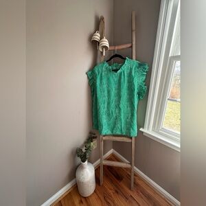 Chic Soul Emerald Green Ruffle Sleeve Blouse